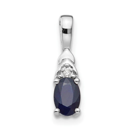 14k White Gold Sapphire and Diamond Pendant