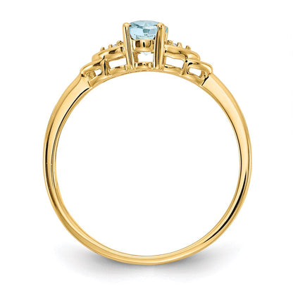 14k yellow gold aquamarine and real diamond ring xbs266