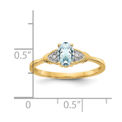14k yellow gold aquamarine and real diamond ring xbs266