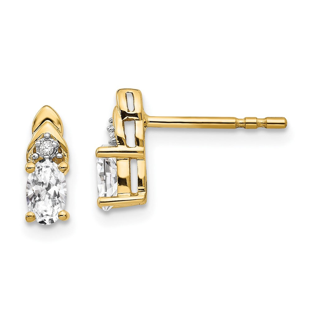 14K Diamond and White Topaz Earrings