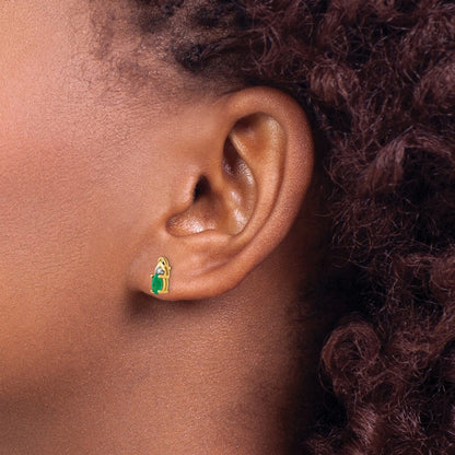 14k Yellow Gold Emerald and Diamond Earrings