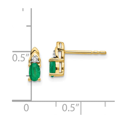 14k Yellow Gold Emerald and Diamond Earrings