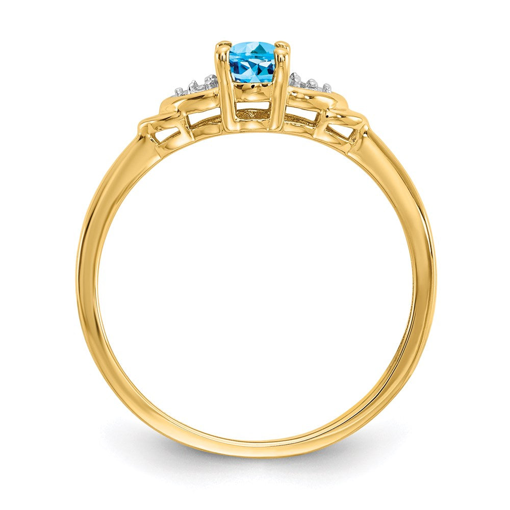 14k yellow gold blue topaz and real diamond ring xbs285
