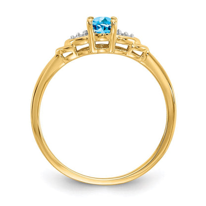 14k yellow gold blue topaz and real diamond ring xbs285