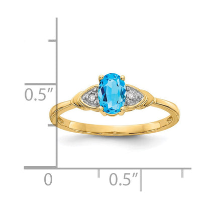 14k yellow gold blue topaz and real diamond ring xbs285