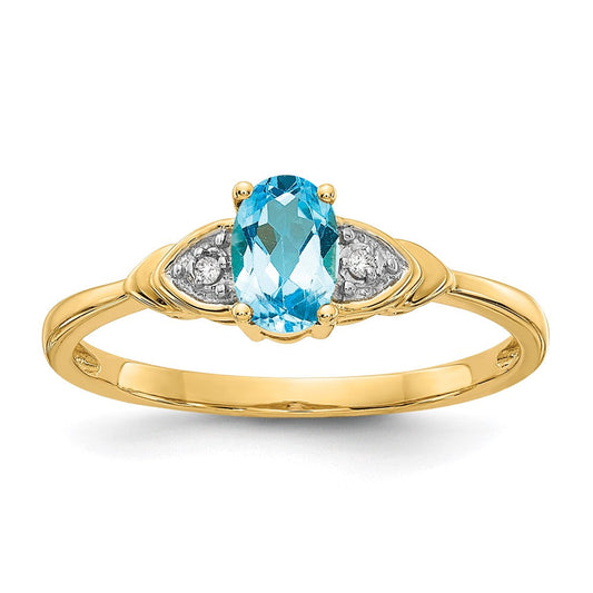14k yellow gold blue topaz and real diamond ring xbs285