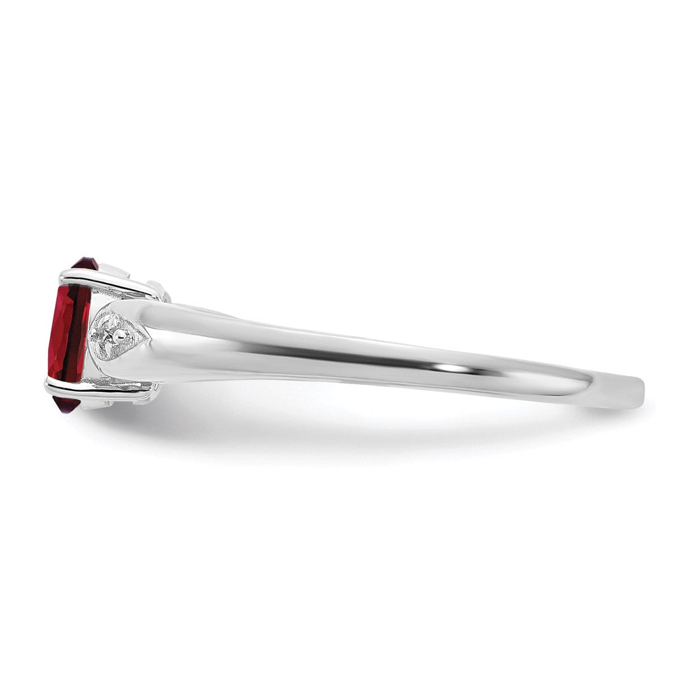 Solid 14k White Gold Simulated Garnet and CZ Ring