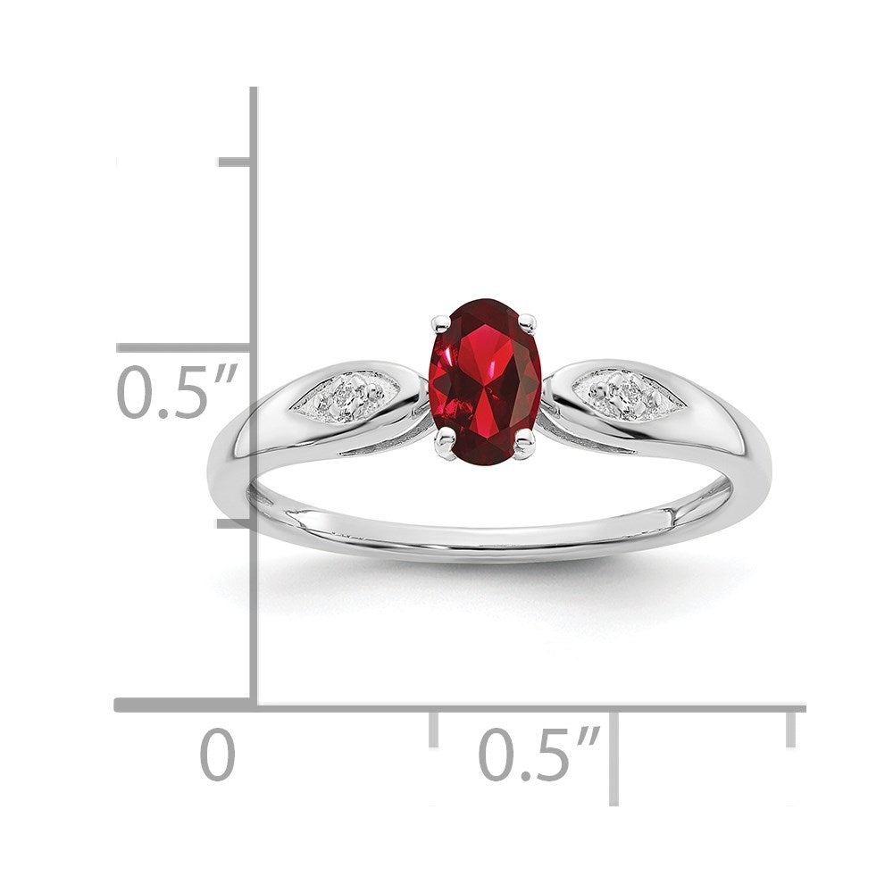Solid 14k White Gold Simulated Garnet and CZ Ring