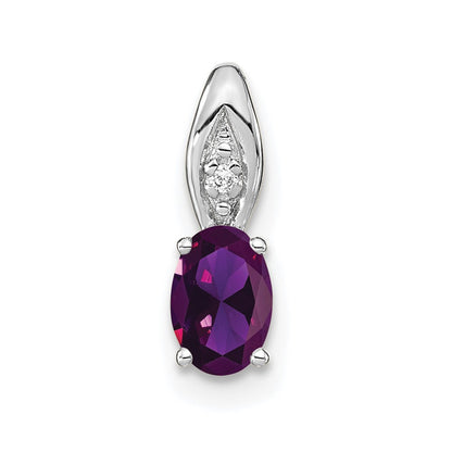14k White Gold Amethyst Diamond Pendant