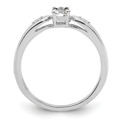 Solid 14k White Gold Topaz and Simulated CZ Ring