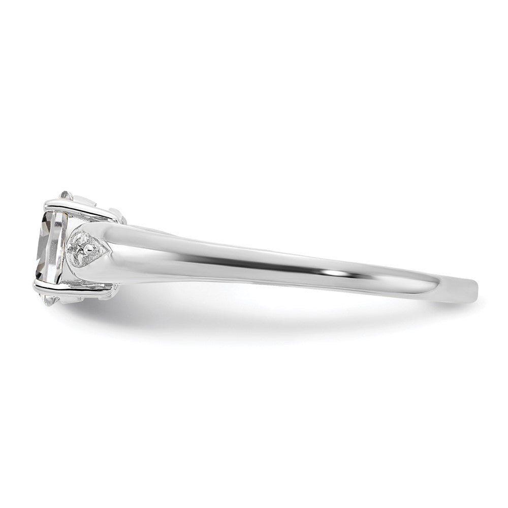 Solid 14k White Gold Topaz and Simulated CZ Ring
