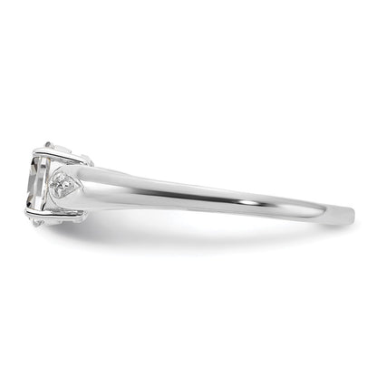 Solid 14k White Gold Topaz and Simulated CZ Ring