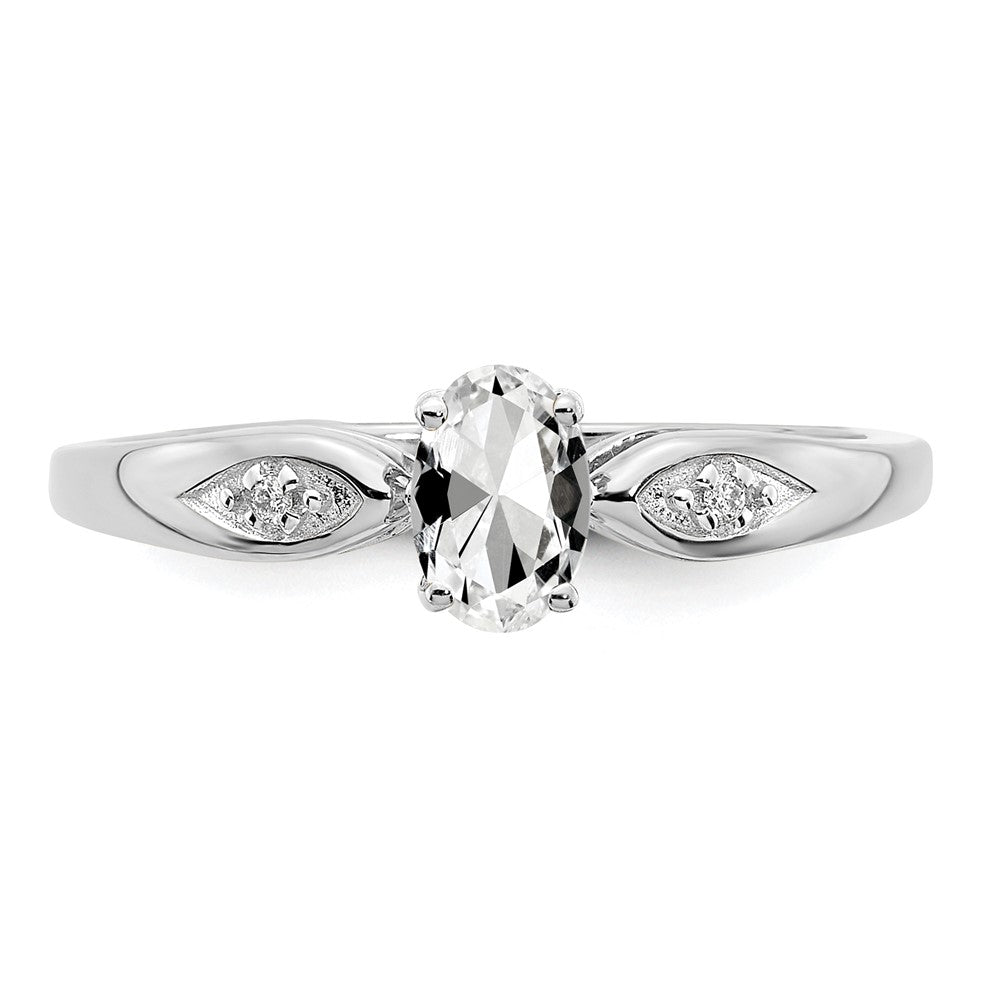 Solid 14k White Gold Topaz and Simulated CZ Ring