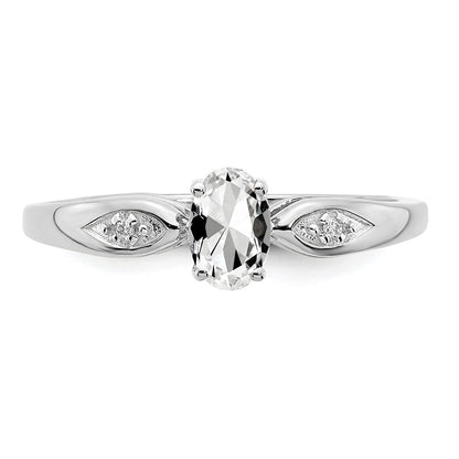 Solid 14k White Gold Topaz and Simulated CZ Ring