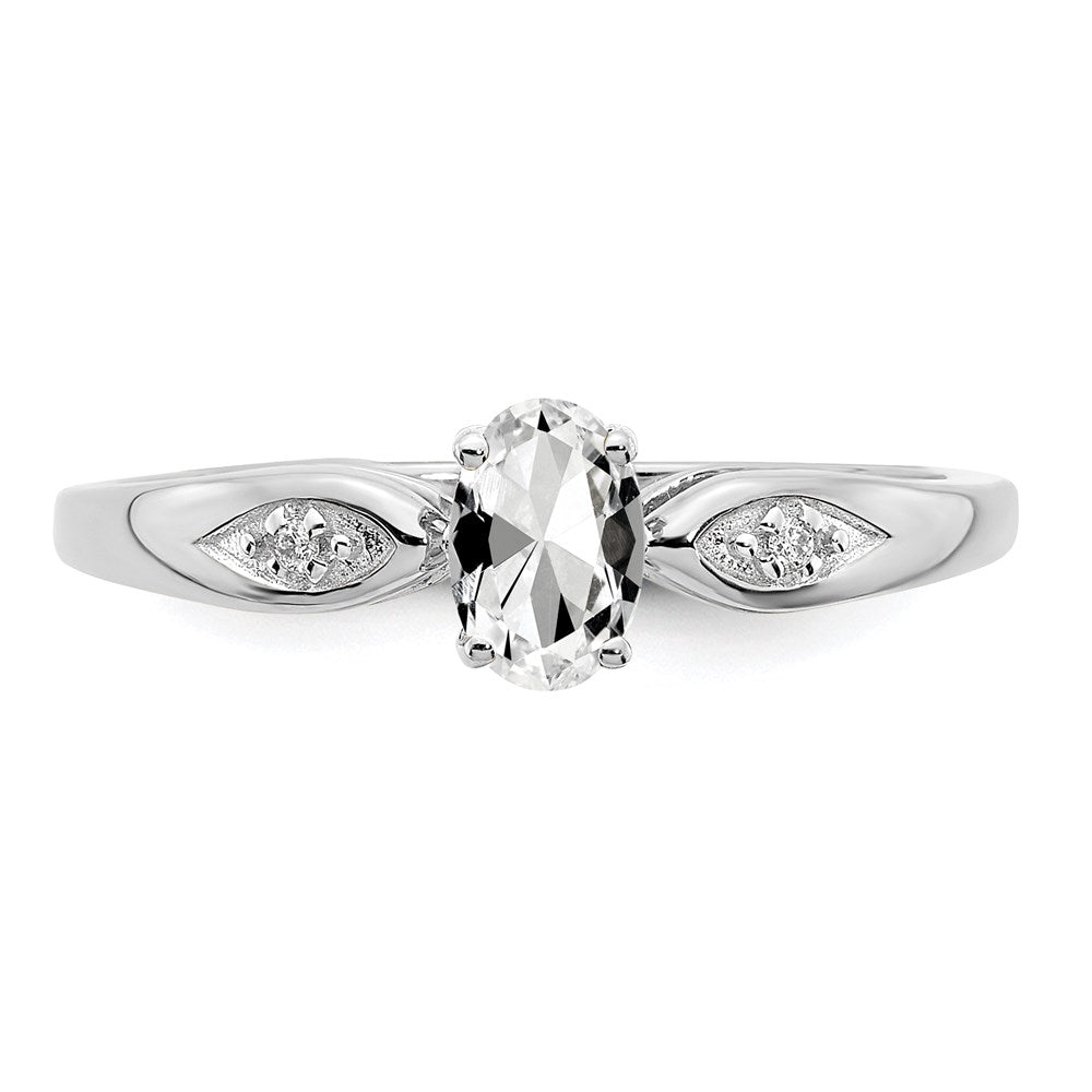 14k White Gold Topaz and Real Diamond Ring