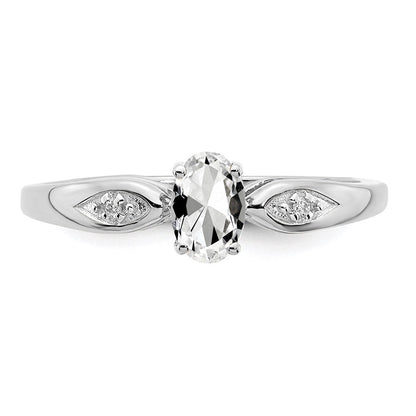 14k White Gold Topaz and Real Diamond Ring