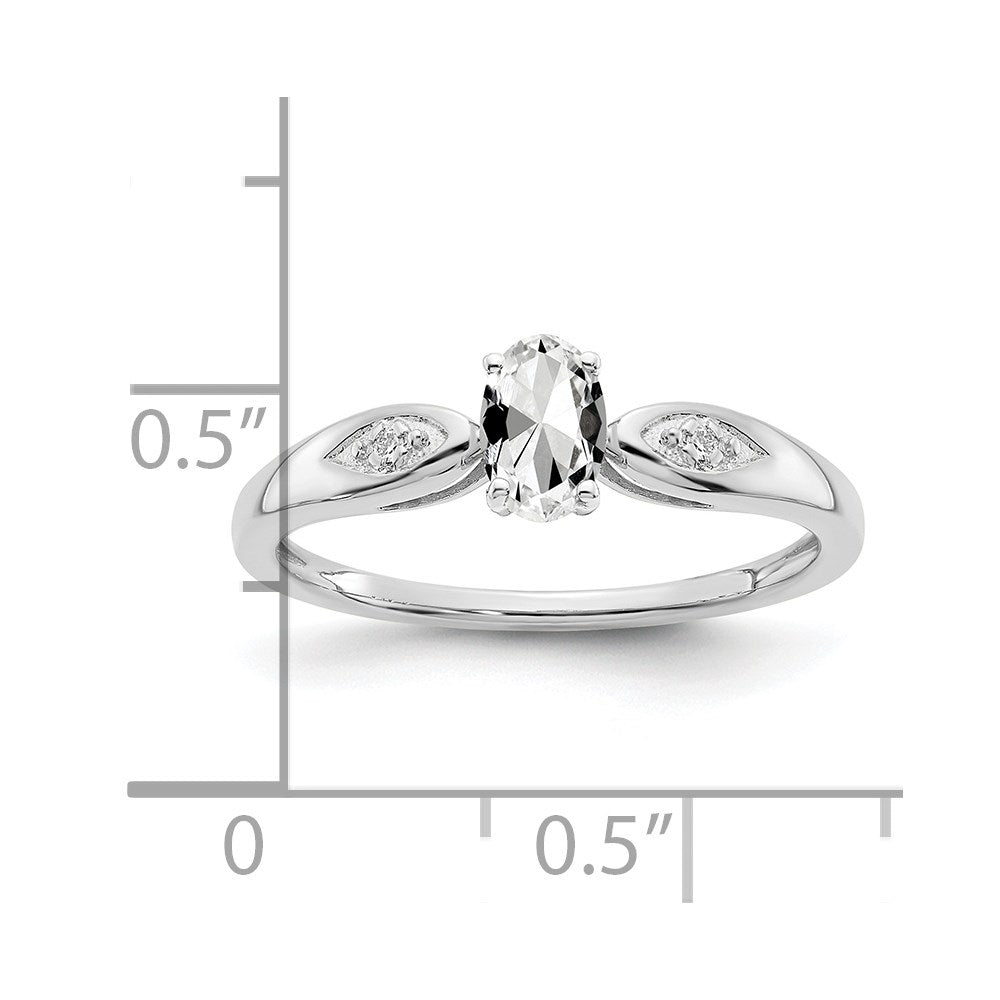Solid 14k White Gold Topaz and Simulated CZ Ring