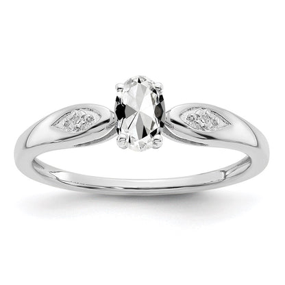 14k White Gold Topaz and Real Diamond Ring