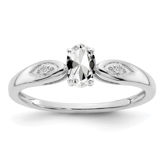14k White Gold Topaz and Real Diamond Ring