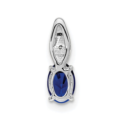 14k White Gold Sapphire Diamond Pendant