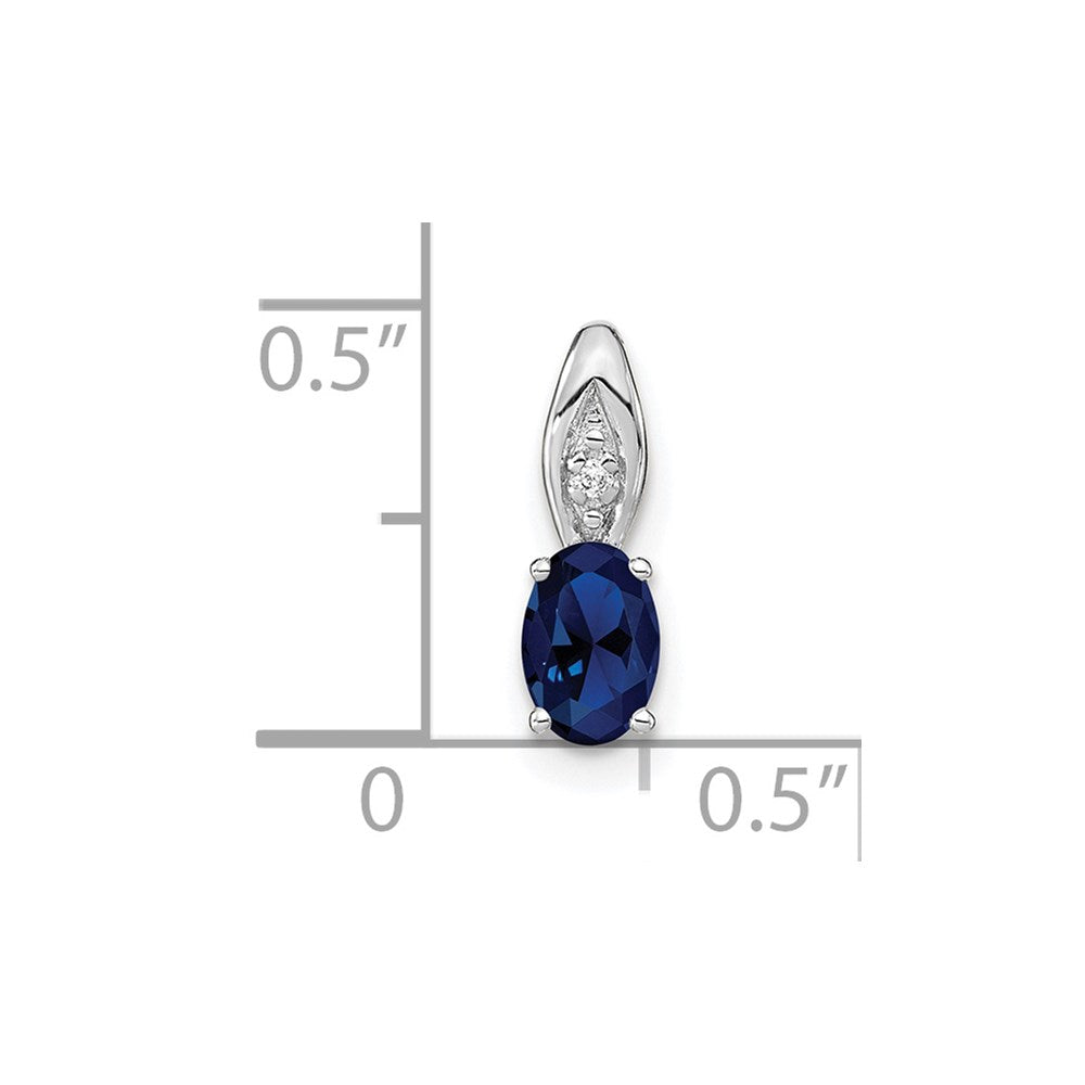 14k White Gold Sapphire Diamond Pendant