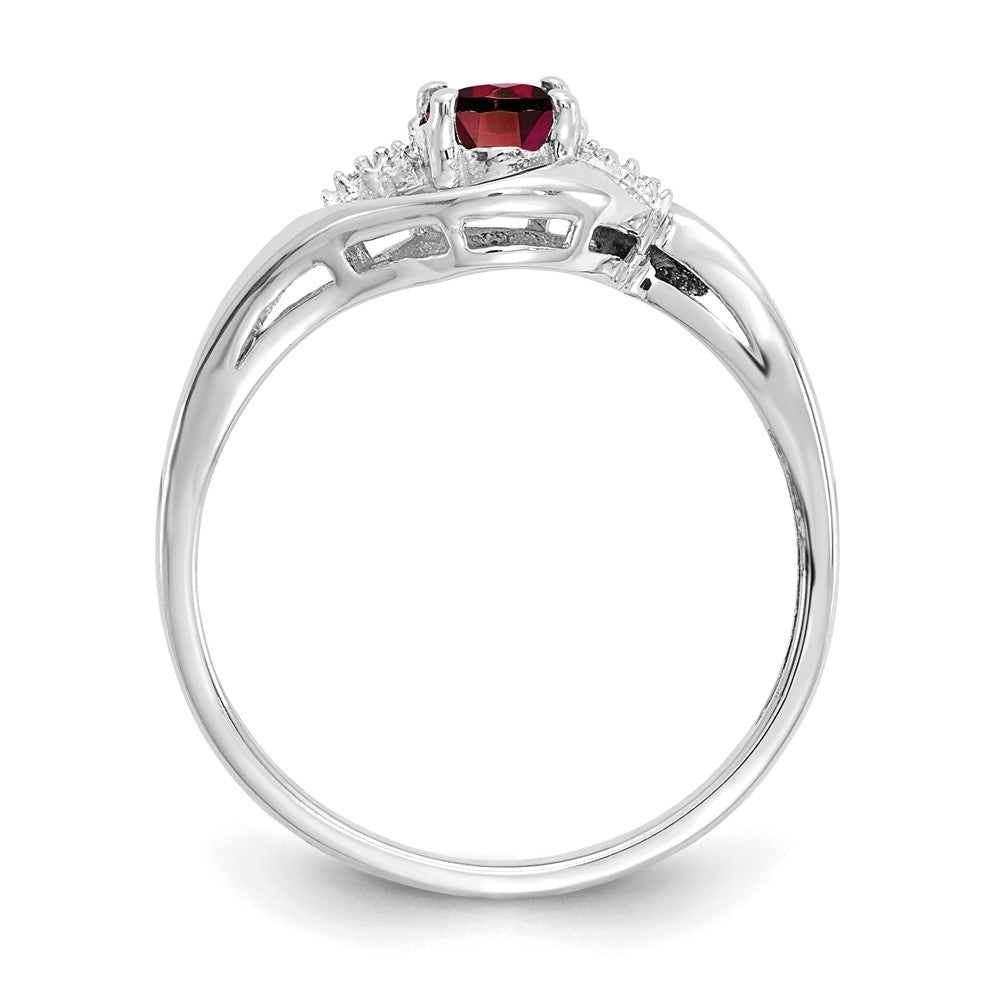 Solid 14k White Gold Simulated Garnet and CZ Ring
