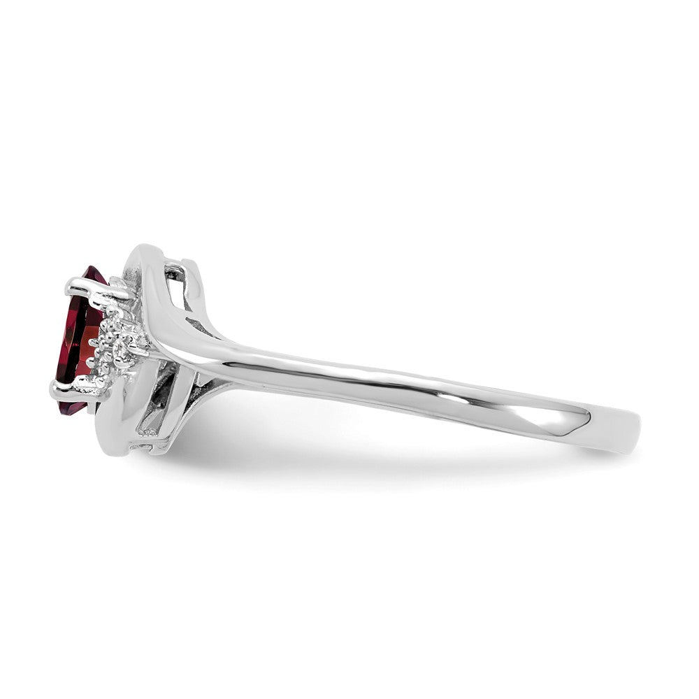 Solid 14k White Gold Simulated Garnet and CZ Ring