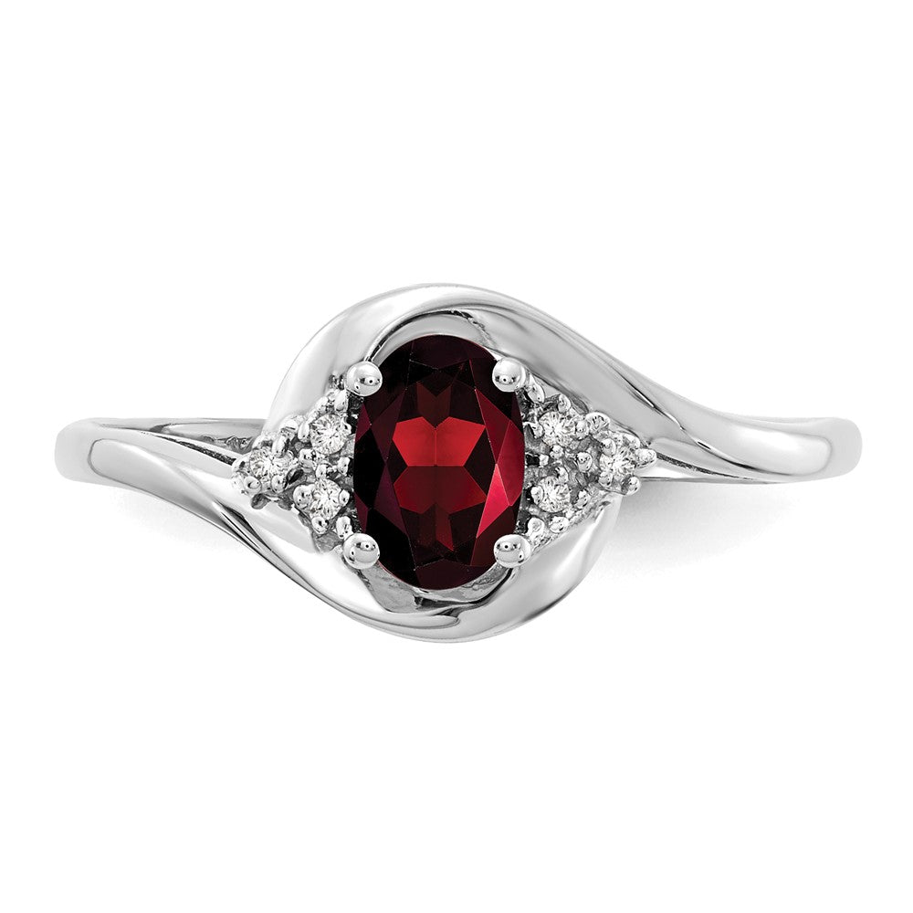 Solid 14k White Gold Simulated Garnet and CZ Ring