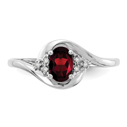 Solid 14k White Gold Simulated Garnet and CZ Ring
