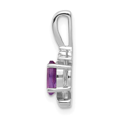 14k White Gold Amethyst Diamond Pendant