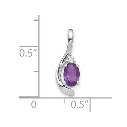 14k White Gold Amethyst Diamond Pendant