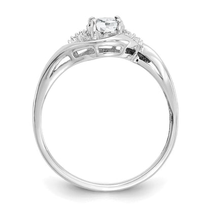 14k White Gold Topaz and Real Diamond Ring