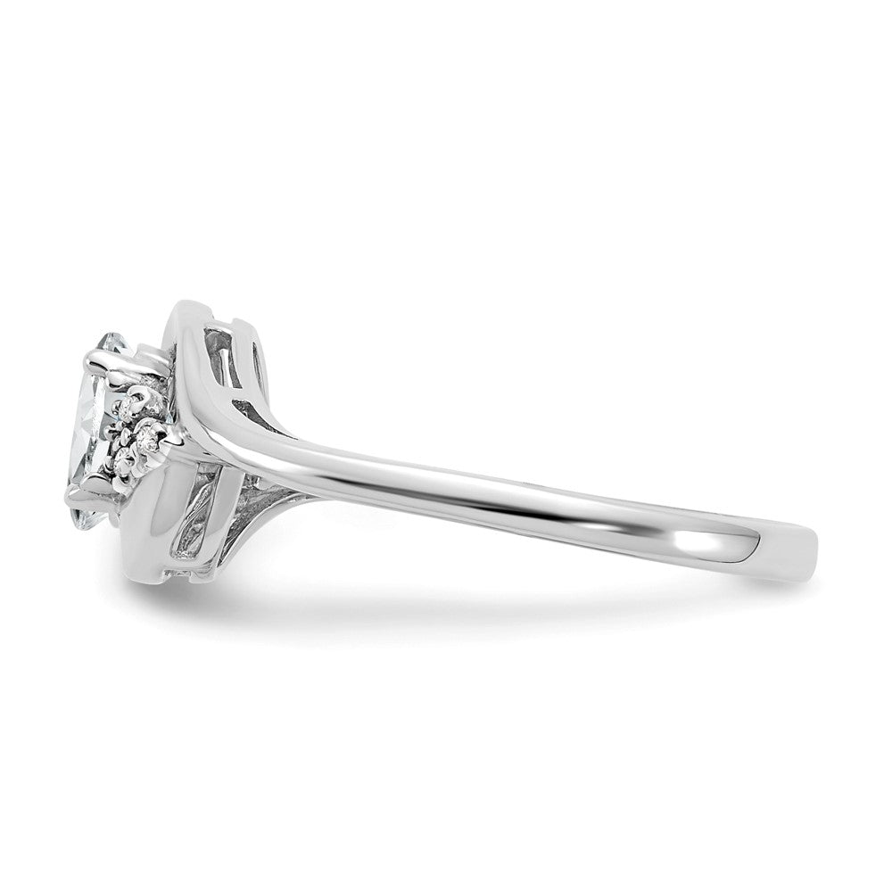 Solid 14k White Gold Topaz and Simulated CZ Ring