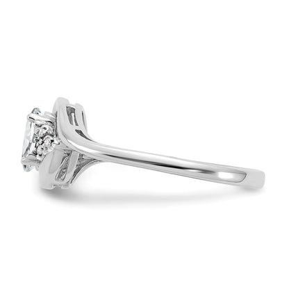 Solid 14k White Gold Topaz and Simulated CZ Ring
