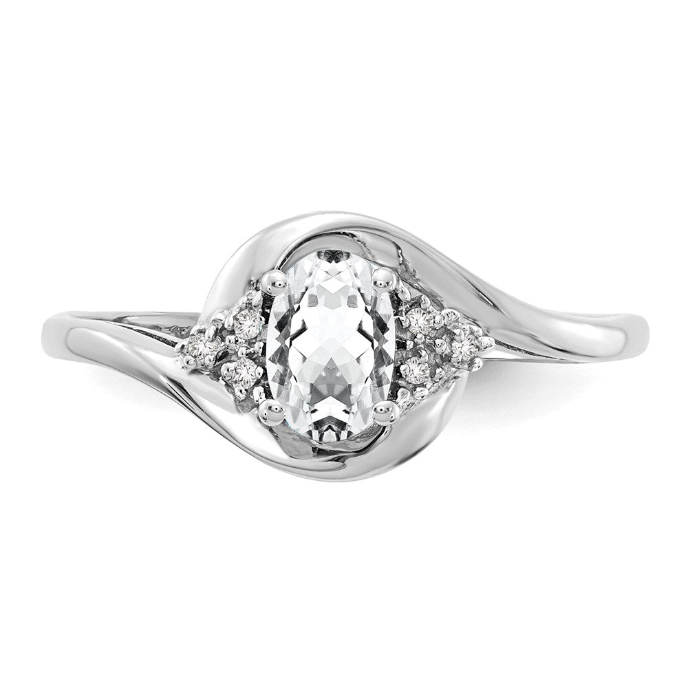 14k White Gold Topaz and Real Diamond Ring