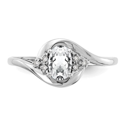 14k White Gold Topaz and Real Diamond Ring