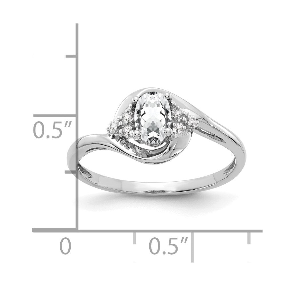Solid 14k White Gold Topaz and Simulated CZ Ring