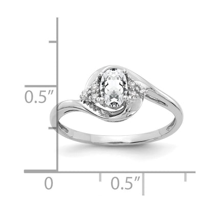 Solid 14k White Gold Topaz and Simulated CZ Ring
