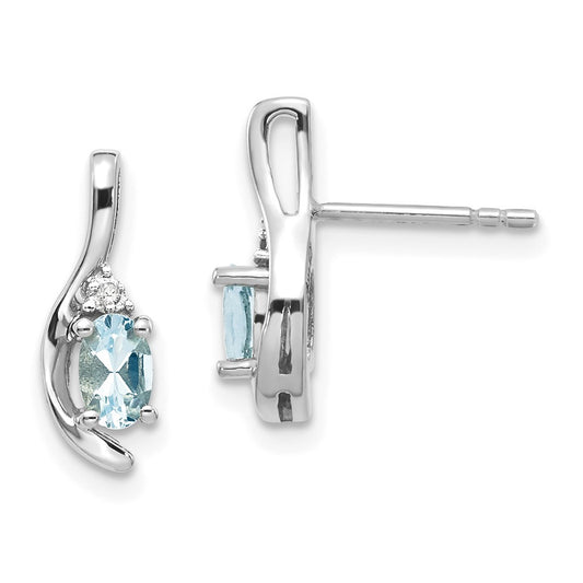 14k White Gold Aquamarine Diamond Earring