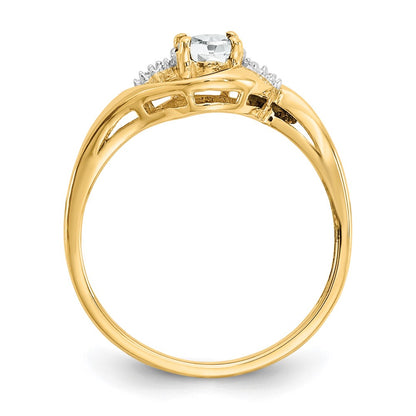 Solid 14k Yellow Gold Simulated White Topaz and CZ Ring