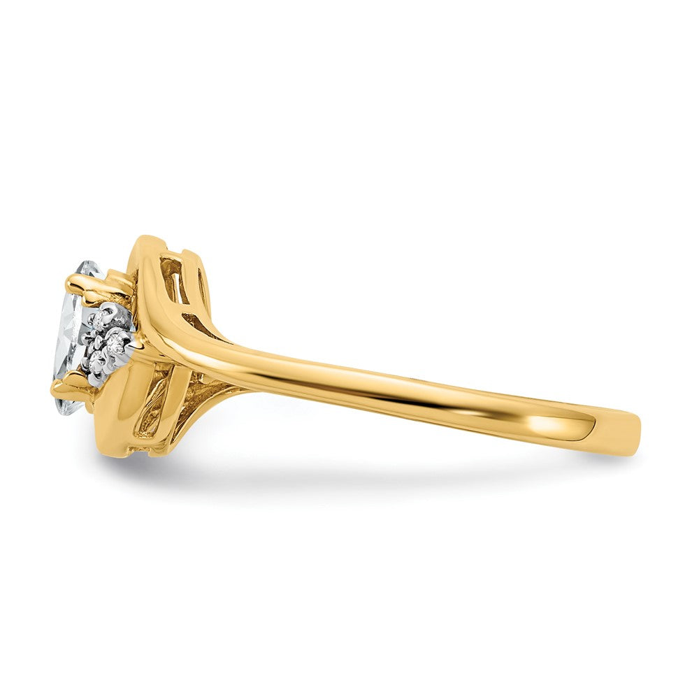 Solid 14k Yellow Gold Simulated White Topaz and CZ Ring