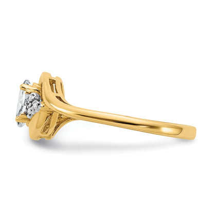 Solid 14k Yellow Gold Simulated White Topaz and CZ Ring