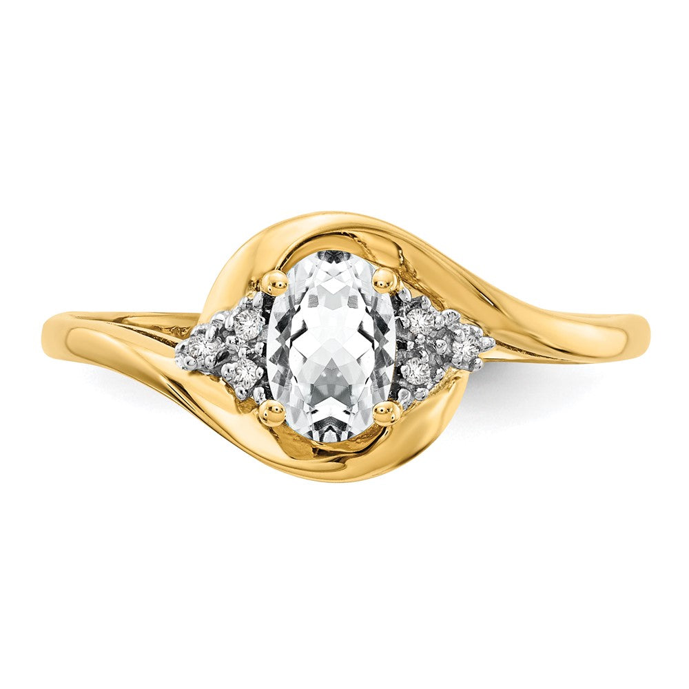 Solid 14k Yellow Gold Simulated White Topaz and CZ Ring