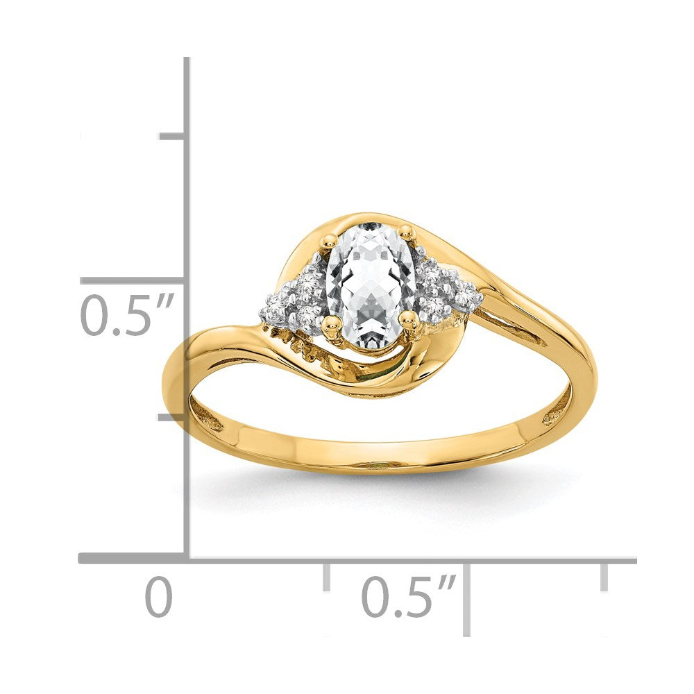 Solid 14k Yellow Gold Simulated White Topaz and CZ Ring