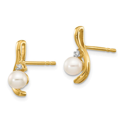 14K Diamond and FW Cultured Pearl Earrings