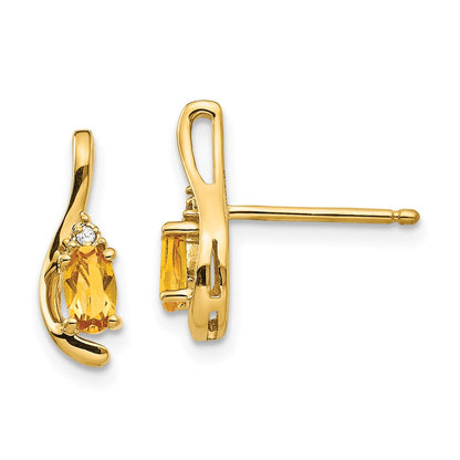 14K Diamond and Citrine Earrings
