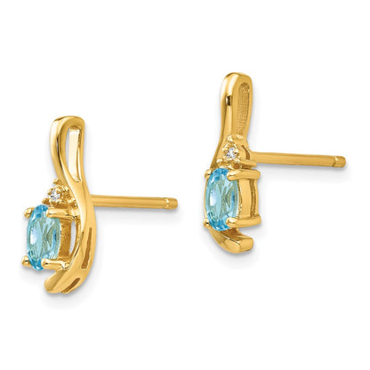 14K Diamond and Blue Topaz Earrings
