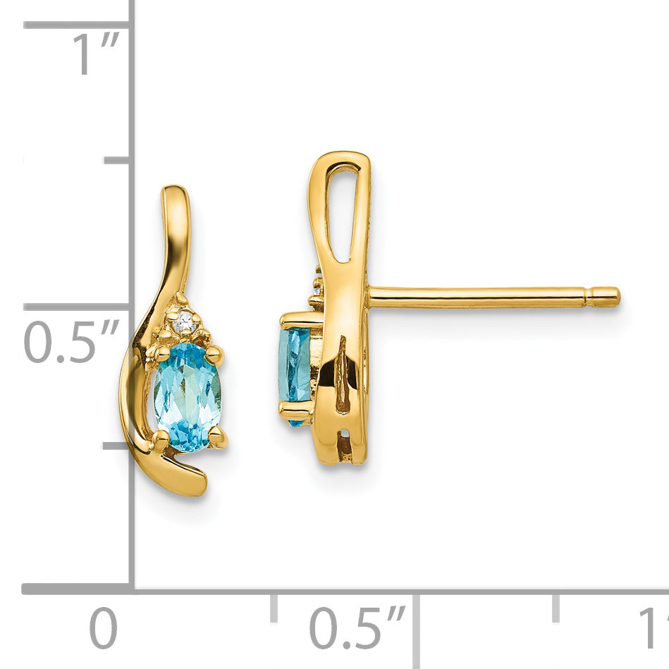 Solid 14k Yellow Gold Polished Light Simulated Swiss Blue Topaz Bow Ring