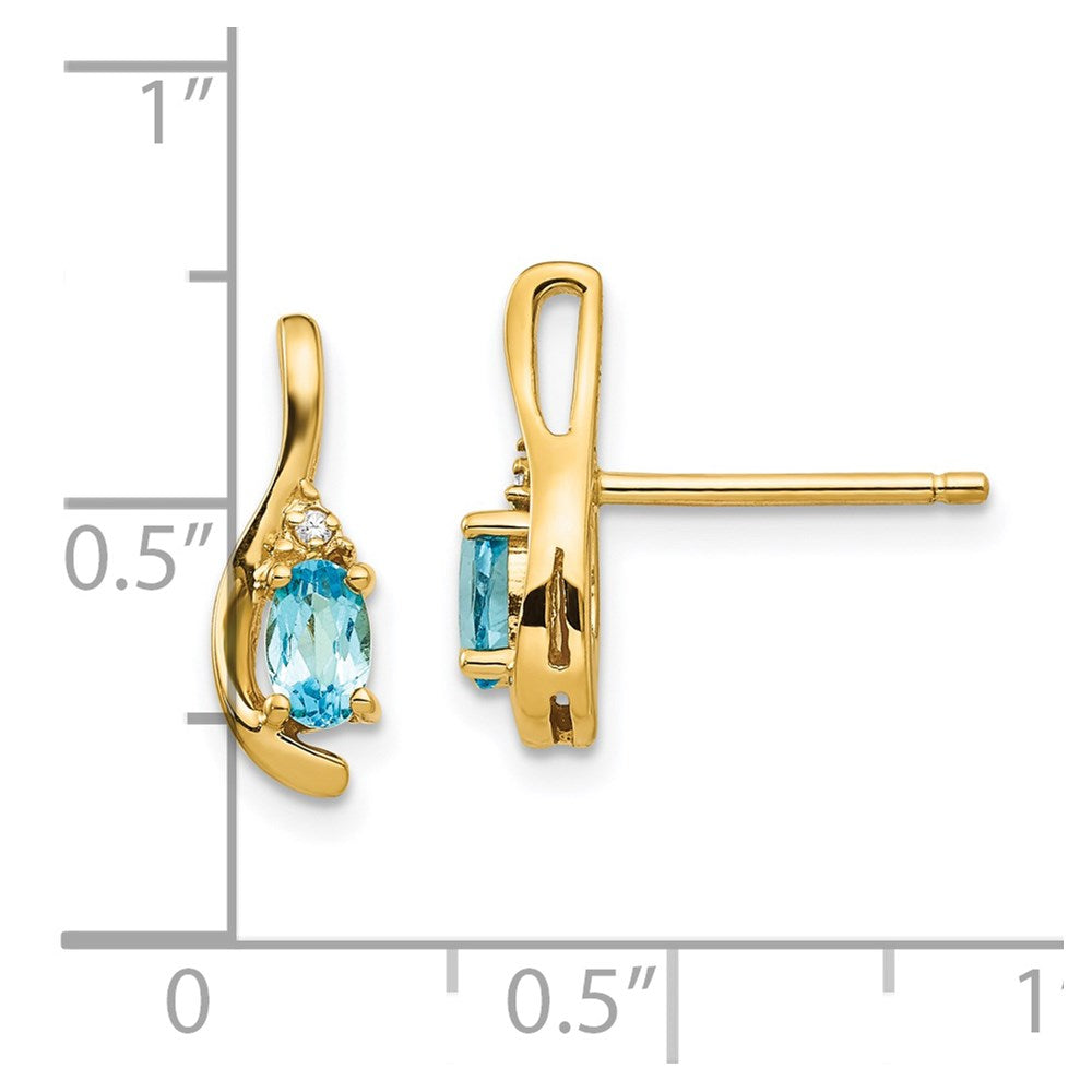 14K Diamond and Blue Topaz Earrings