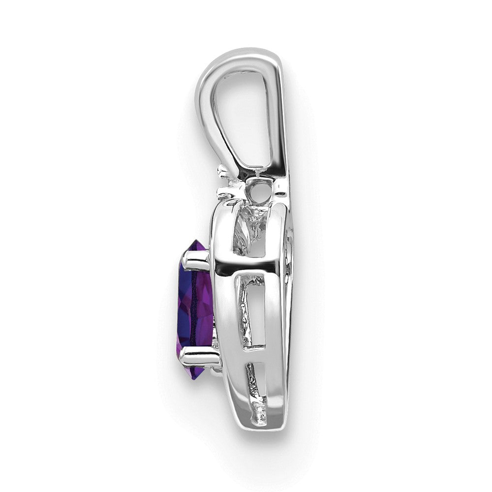 14k White Gold Amethyst Diamond Pendant